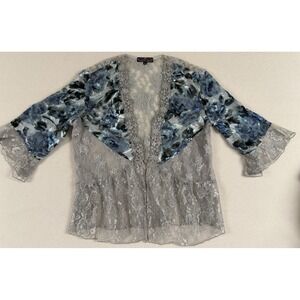 VTG Women's Top XL Mixed Media Artsy Topper Y2K Fairy Whimsical Sheer Burnout